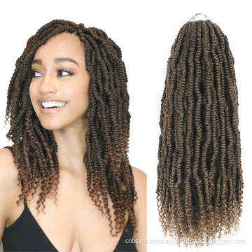Synthetic brown Bomb twist with curly ends Braids pre stretch Spring passion twist Crochet Hair Extension for women